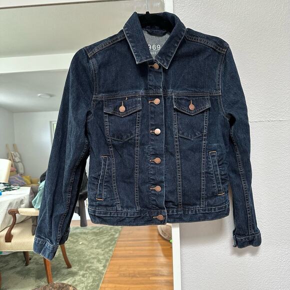 GAP Dark Wash Crop Denim Jacket - Size Small - Picture 1 of 5